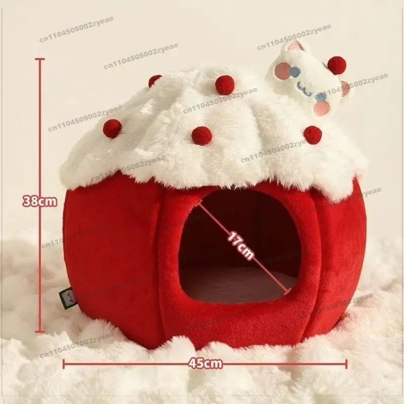 Litière pour chat, litière chaude et fermée pour l'hiver, litière citrouille amovible et lavable, fournitures en coton PP à haute élasticité