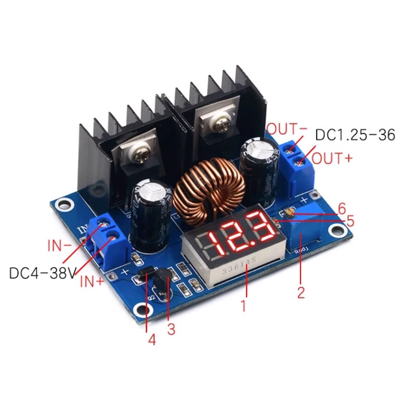XL4016E1 DC 電圧低減モジュール出力調整可能な 8A 電圧レギュレータ付き DC-DC ハイパワーレギュレータデジタルディスプレイ付き