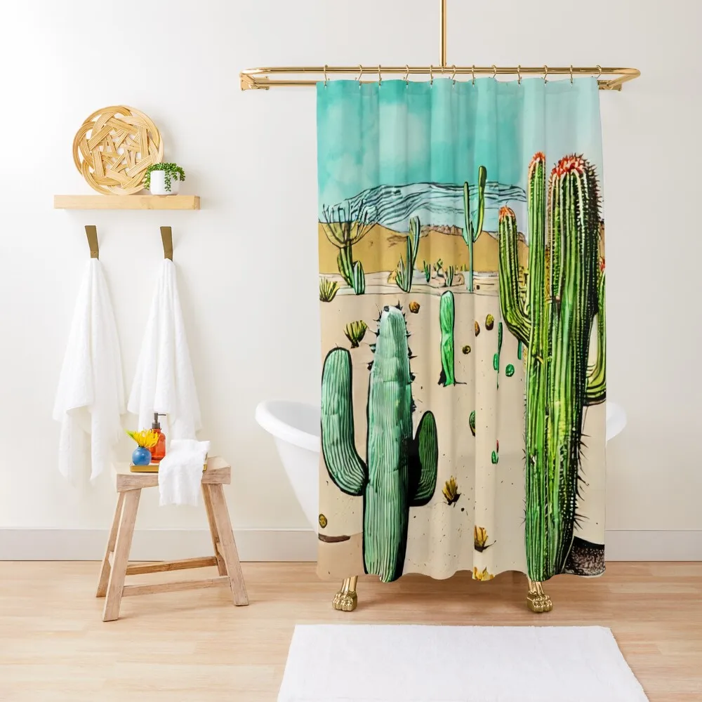 

Cactus Desert #14 Shower Curtain For The Bathroom For Shower Bathroom Accessorys Curtain