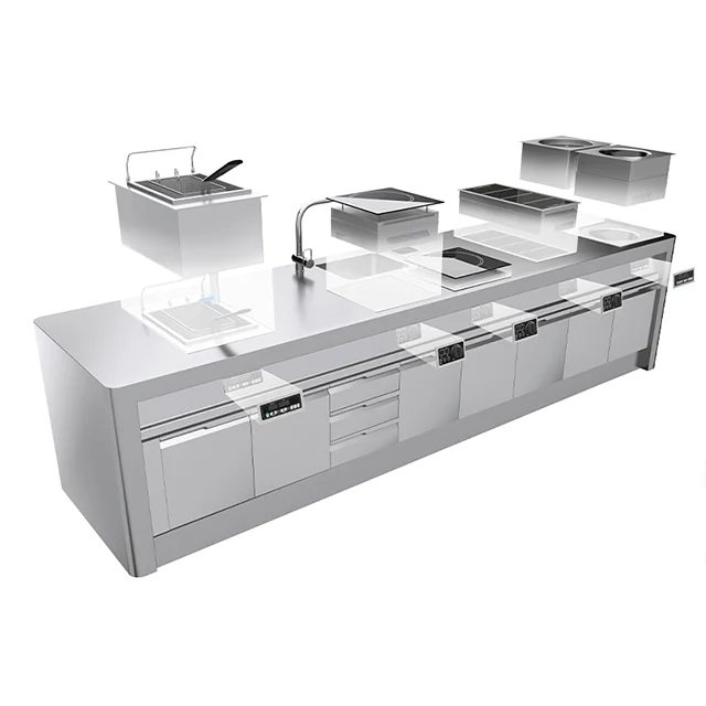 Commercial Built-in Food Warmer 3 Compartment Buffet Bain Marie Warmer With Electric Heating 220V For Hotel Restaurant Catering