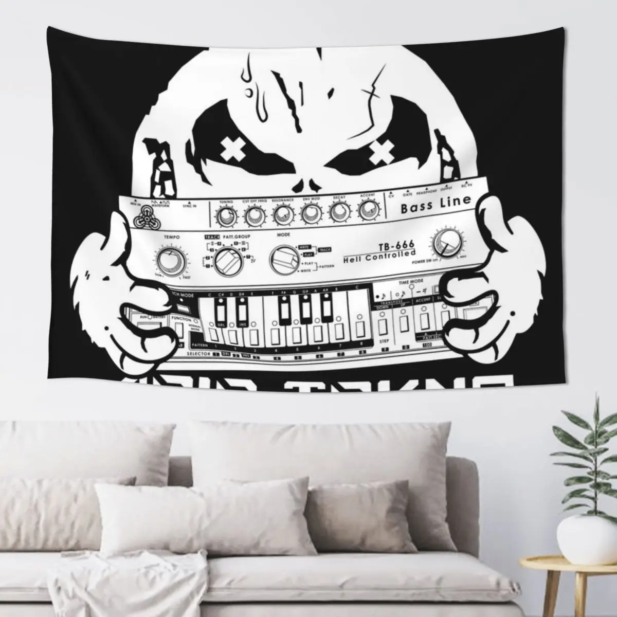 acid tekno (no color version) Tapestry Wallpapers Home Decor Decoration Wall Tapestry