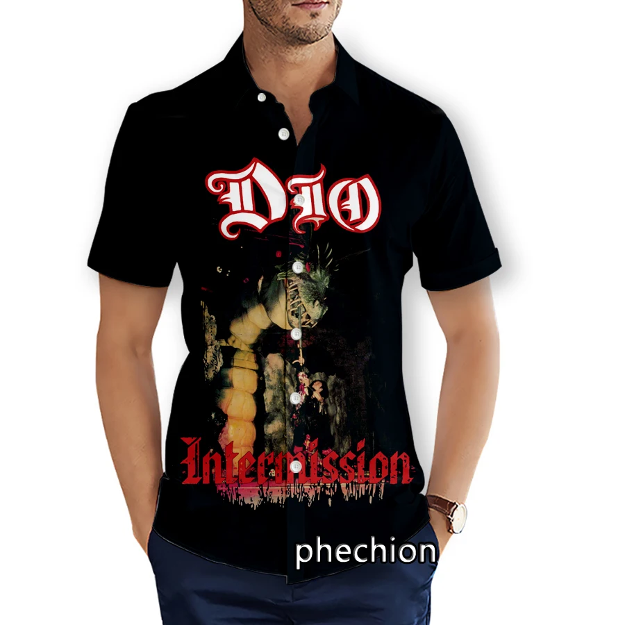 phechion Mens Short Sleeve Beach Shirts DIO Rock 3D Print Casual Shirts Fashion Streetwear Men Tops X298