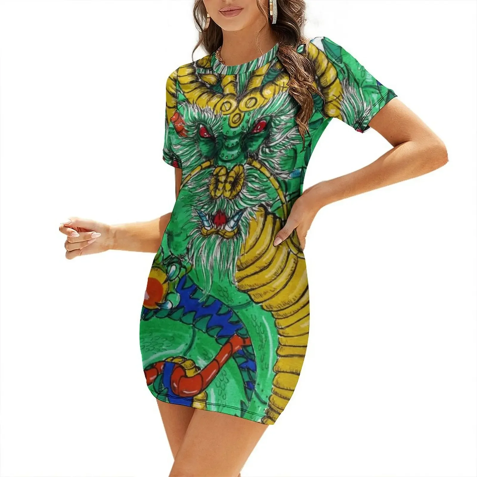 

Steampunk Dragon Short-Sleeved Dress dresses korean style elegant dress elegant women's sets dress for woman