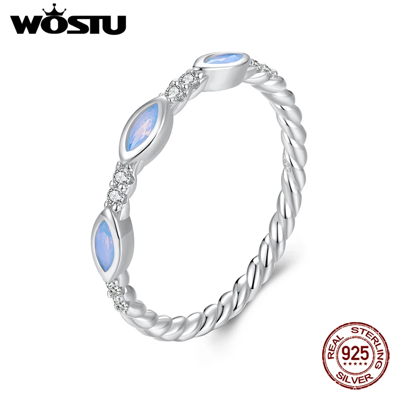 

WOSTU 925 Sterling silver Horse Eye Opal Rings For Women Simple Lucky Eye Finger Ring Wedding Party Jewelry Accessories Anillos