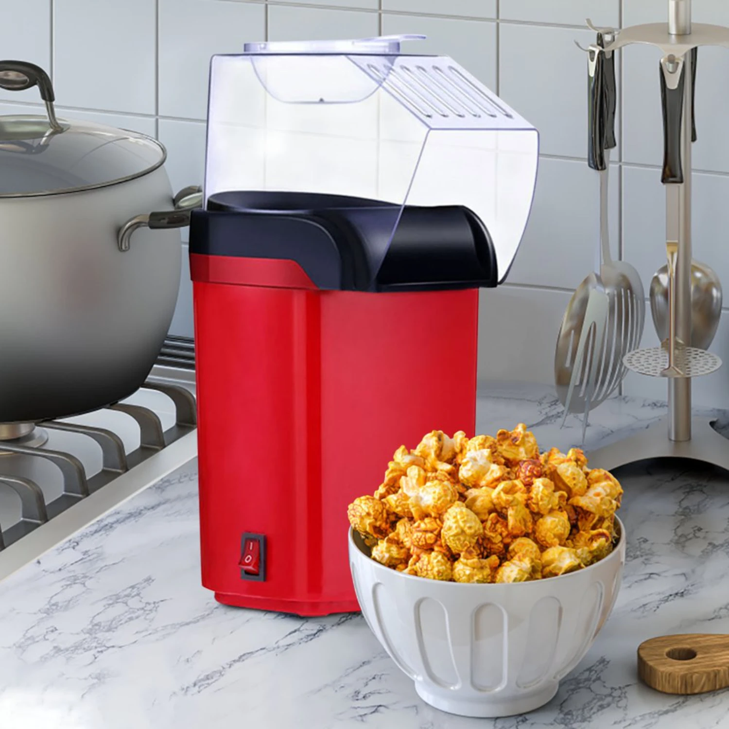 Hot Air Popcorn Popper Electric Machine Measuring Cup No Oil Healthy Delicious Snack Home Party Family