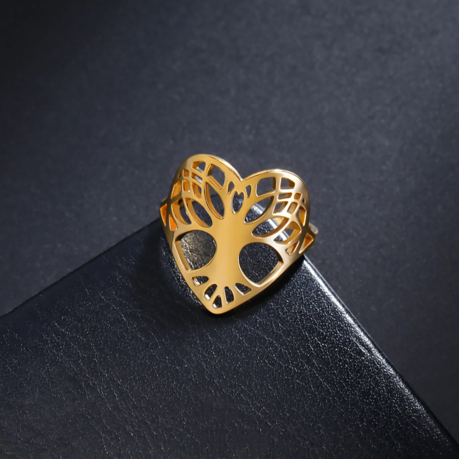 

Kkjoy Fashion Gold Color Stainless Steels Love Big Tree of Life Ring for Women Jewelry Accessories Gift For Friend Wholesale New