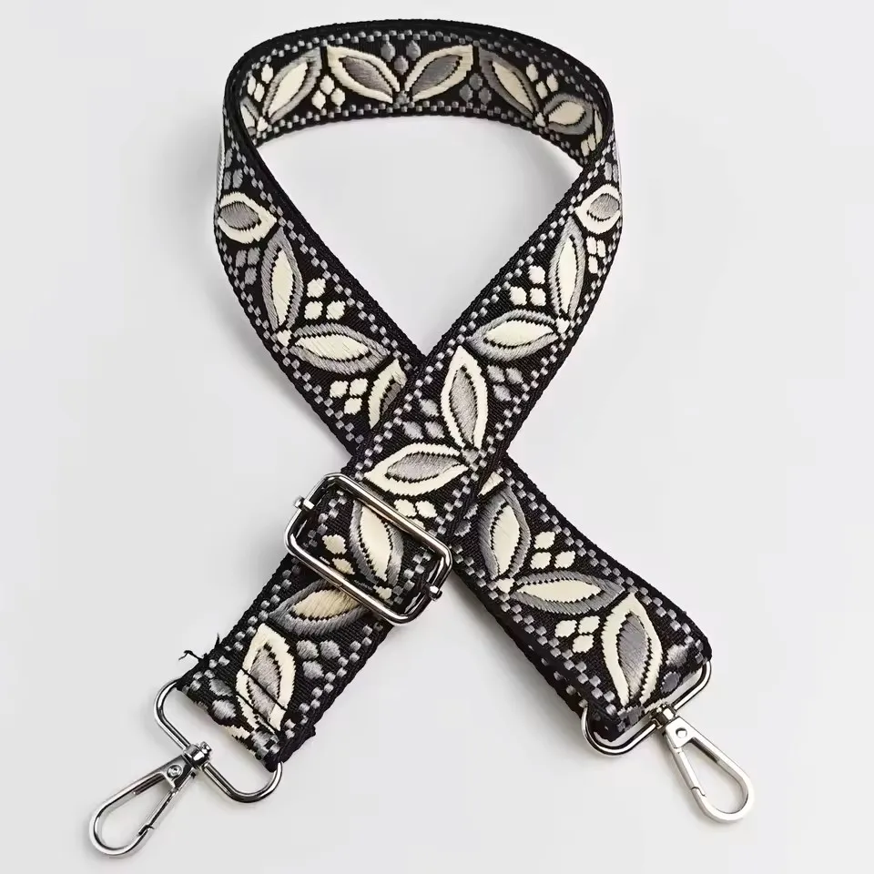 1 Stück 1,50 Zoll breiter, verstellbarer Handtaschenriemen, Ersatz-Umhängegurt, Schultergurt mit Magnolienmuster, Jacquard-Riemen – Detail 12