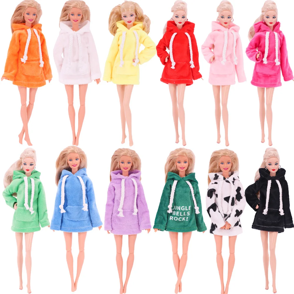 Doll Clothes Hooded Sweater&robe Suitable For Barbis Doll&BJD&Elf Doll Cocktail Daily Casual Clothing Accessories Girl's Toys