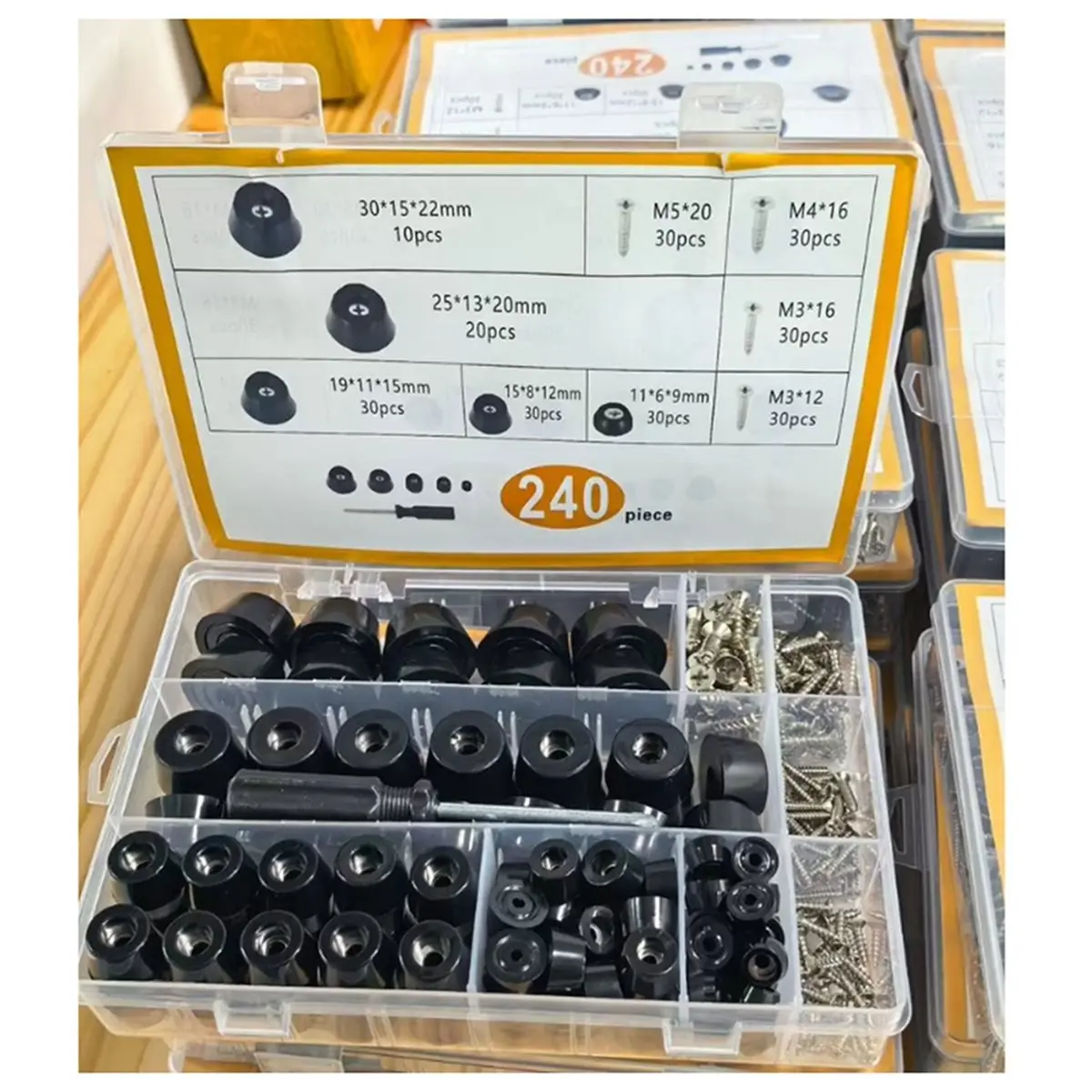 a01r-まな板用ゴム足-240-個-ステンレスワッシャーネジ付き詰め合わせキット、5-サイズの滑り止めゴムバンパー足