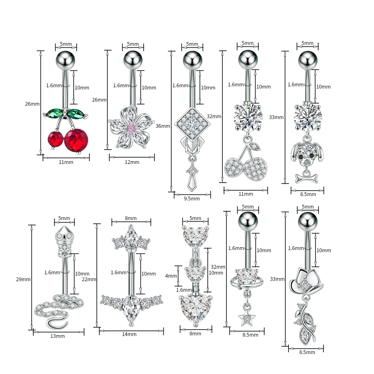 1 Stück Reverse Bar Herz Bauchnabelpiercing Nombril für Frauen Gold Rosa Kristall CZs Gebogene Bauchnabelpiercings Schmuck – Detail 16