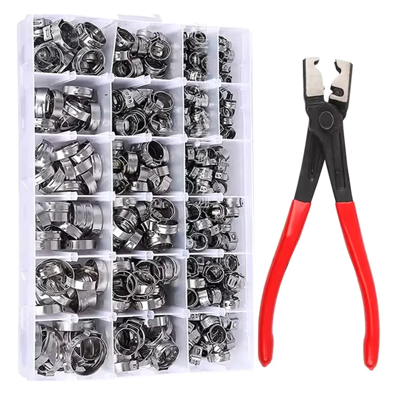 

ABKY-Stainless Steel Ear Stepless Clamp Hose Pipe Clamps Clips Hose Clip Clamp Pliers