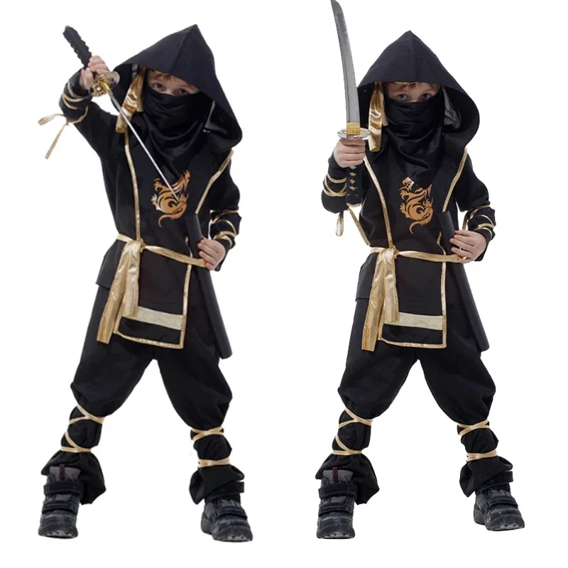 Costume de Ninja Cosplay pour Enfants, Robe de Barrage de ixd'Anniversaire pour Garçons et Bol, Vêtements Imbibés de Carnaval, ixd'Halloween