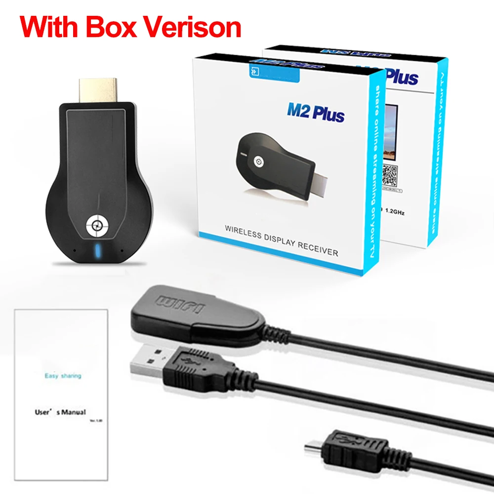 Récepteur de dongle TV d'affichage WiFi sans fil, compatible HDMI, TV M2, prise en charge de la clé TV, IOS, Android, Windows, 1080P