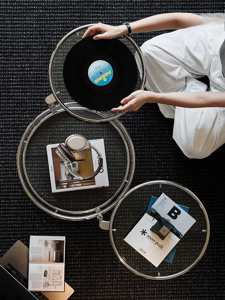 Couchtisch Haushalt Wohnzimmer Sofa Kaffee Edelstahl rund rotierender Kaffee