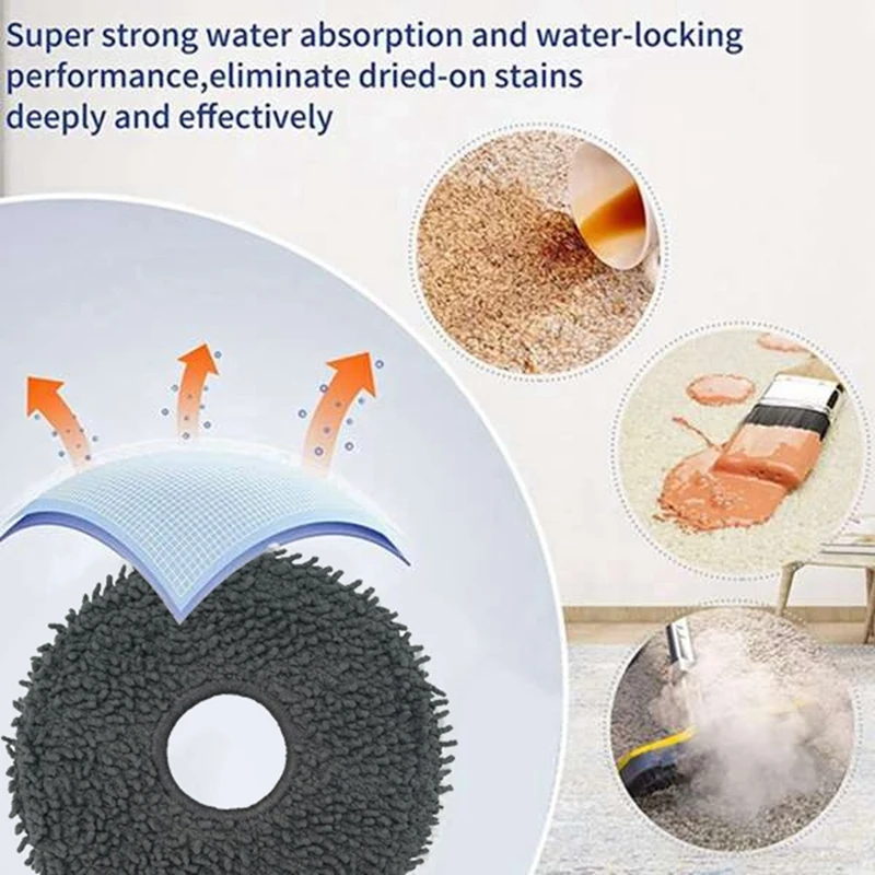 A26T-4PCS Mop Pads Kit For Roborock Qrevo Curv/Qrevo Pro/Qrevo Master/Qrevo Plus Vacuum Cleaner Replacement Parts Mop Cloth