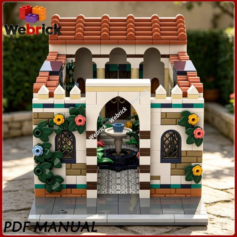Building Blocks - Vintage Spanish Style Garden MOC Building