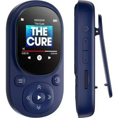 Reprodutor de música mp3 com clipe de 32 GB com BT 5.0, som sem perdas Reprodutor de MP3 esportivo com suporte para gravação de voz de rádio FM e cartão TF de até 128 GB