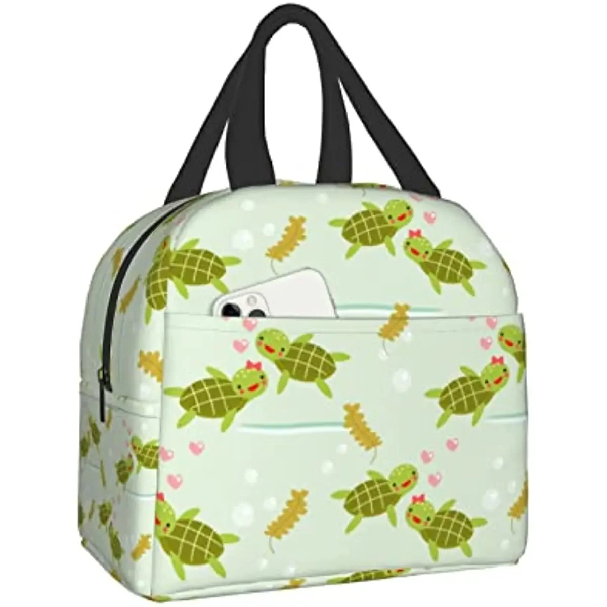 Cute Turtle In Love Insulated Lunch Bag Reusable Lunch Bags Freezable Tote Lunch Bag for Adult Kids