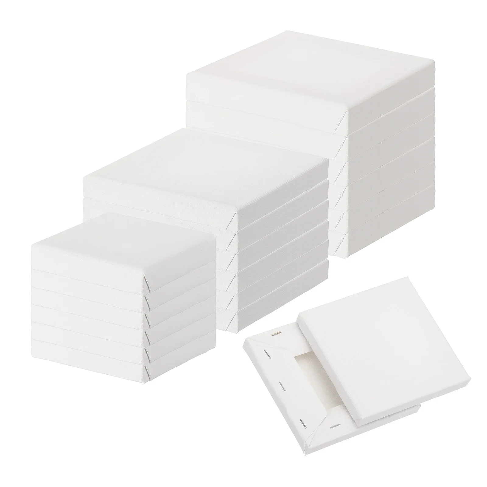 6-40Pcs White Blank Square Artist Canvas Pine Wood Board Frame Cotton Artist Canvas Boards for Oil Painting Acrylic Watercolor