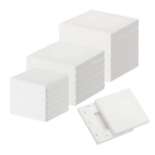 Lienzo cuadrado blanco para artista, marco de tablero de madera de pino, tableros de lona de algodón para pintura al óleo, acuarela acrílica, 6-40 Uds.