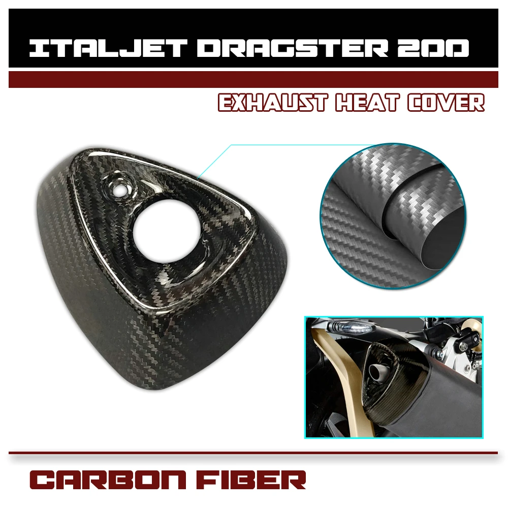 100% Carbon fiber For Italjet Dragster 200 Motorcycle Rear Heat Exhaust Pipe Port Trim Shell Cover Fairing Panel Guard Cowling