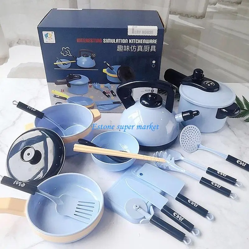 090B مجموعة أدوات الطبخ للأطفال للعب في المنزل، لعبة الطبخ لمحاكاة أدوات المطبخ