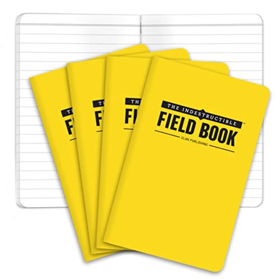 

Elan Publishing Company Indestructible Field Notebook/Pocket Journal - 3.5"x5.5" - Yellow Cover - Lined Memo Book - Pack of 4