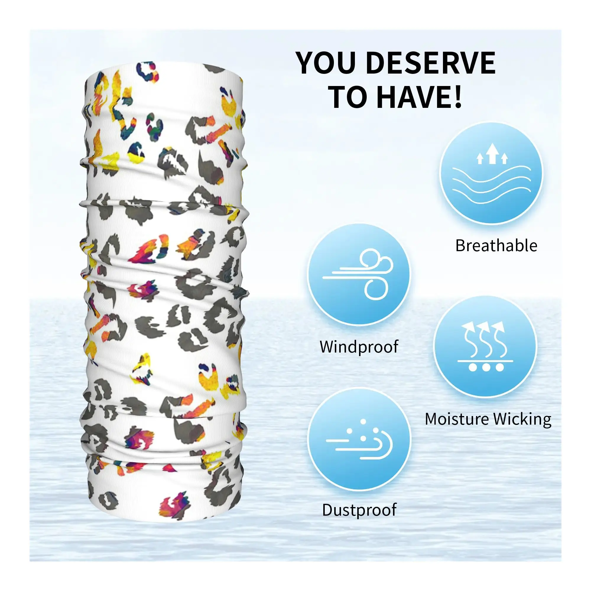 컬러 레오파드 프린트 반다나 넥 게이터 프린트 마스크 스카프 다기능 모자를 쓰고 있죠 하이킹 낚시 남여 성인 방풍