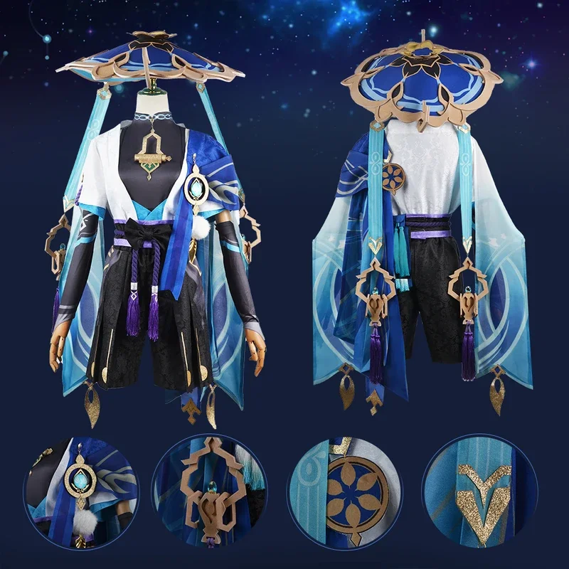 Wanderer Costume uniforme per uomo Scaramouche Cosplay Genshinimpact Costume parrucca cappello Set completo Anime Halloween Game Costume Cosplay