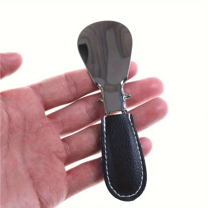 1pc mini portable folding shoehorn, wearing shoe assistant, easy to carry, stainless steel shoehorn