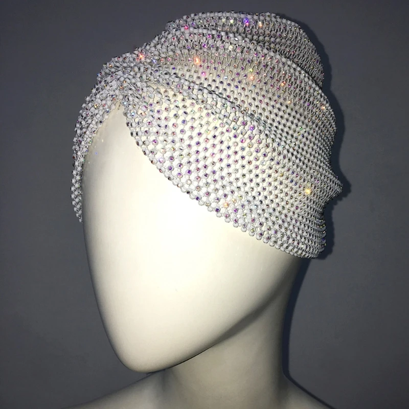 Tocado barra, gorro con diamantes imitación, cubierta para cabeza, joyería con purpurina para mujer, club nocturno