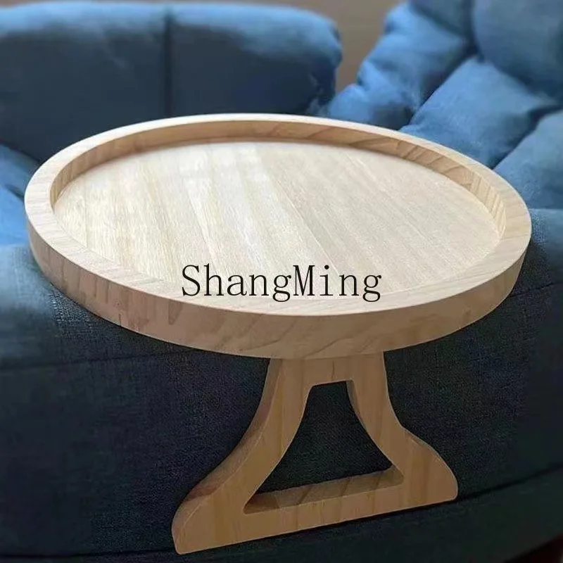 

PYH original bamboo and wood color lazy sofa armrest tray portable foldable sofa armrest round tray sofa