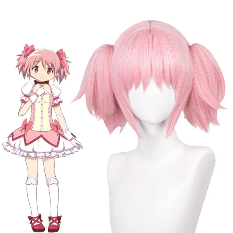 Puella Magi Madoka Magica Madoka Kaname Cosplay Wig 30cm Pink Ponytail Hair