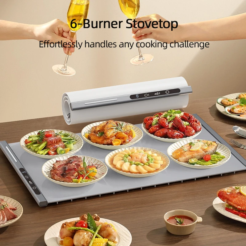 300W Food Warmer 10 Second Rapid Heating 8 Level Adjustable Temperature Constant Warmth for Milk Dishes 8h Timed Keep-Warm