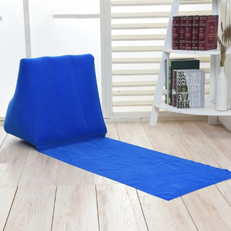 Aufblasbares Keilkissen mit Matte, PVC-Beflockung, für Reisen, tragbare Rückenstütze, Dreieckskissen, Strandkissen