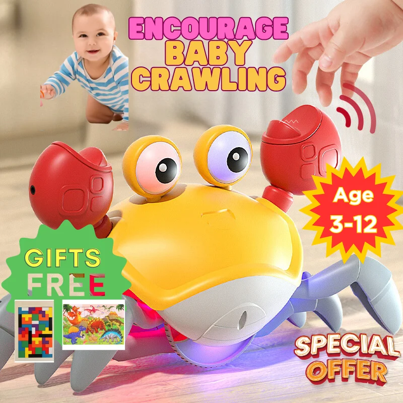 Crab Crawling Baby Toys New Fun Smart Sensor Toddler Toys Moving Dancing Avoid Obstacles with Music Light toy gift