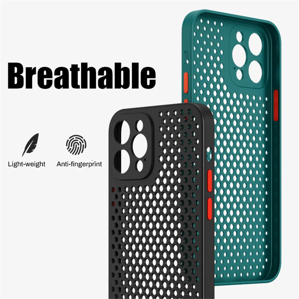 Luxury Breathable Cooling Silicone Phone Case For iPhone 15 Pro 14 13 12 11 XR Xs Max SE 2020 8 Plus Shockproof Protection Cover