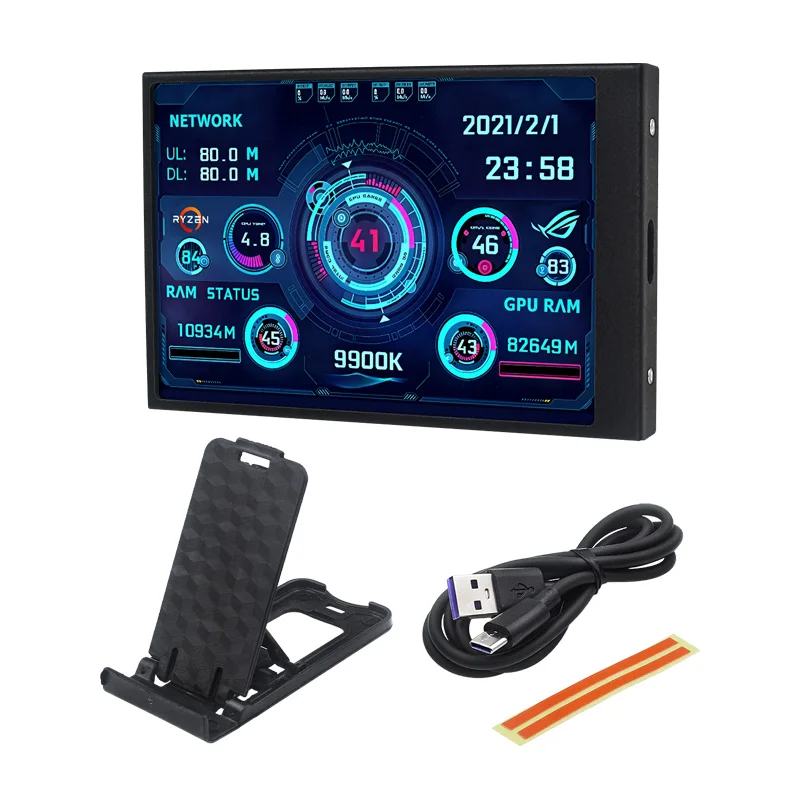 3.5 Inch IPS TYPE-C Secondary Screen Computer Monitor For Window Computer CPU GPU RAM HDD Monitor USB Display No Use AIDA64
