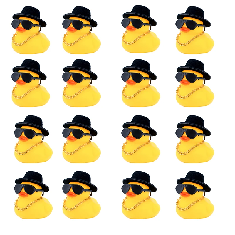 

6/12/24 pcs Rubber Duck Car Ornaments Duck Car Dashboard Decorations Accessories with Mini Top Hat Necklace and Sunglasses