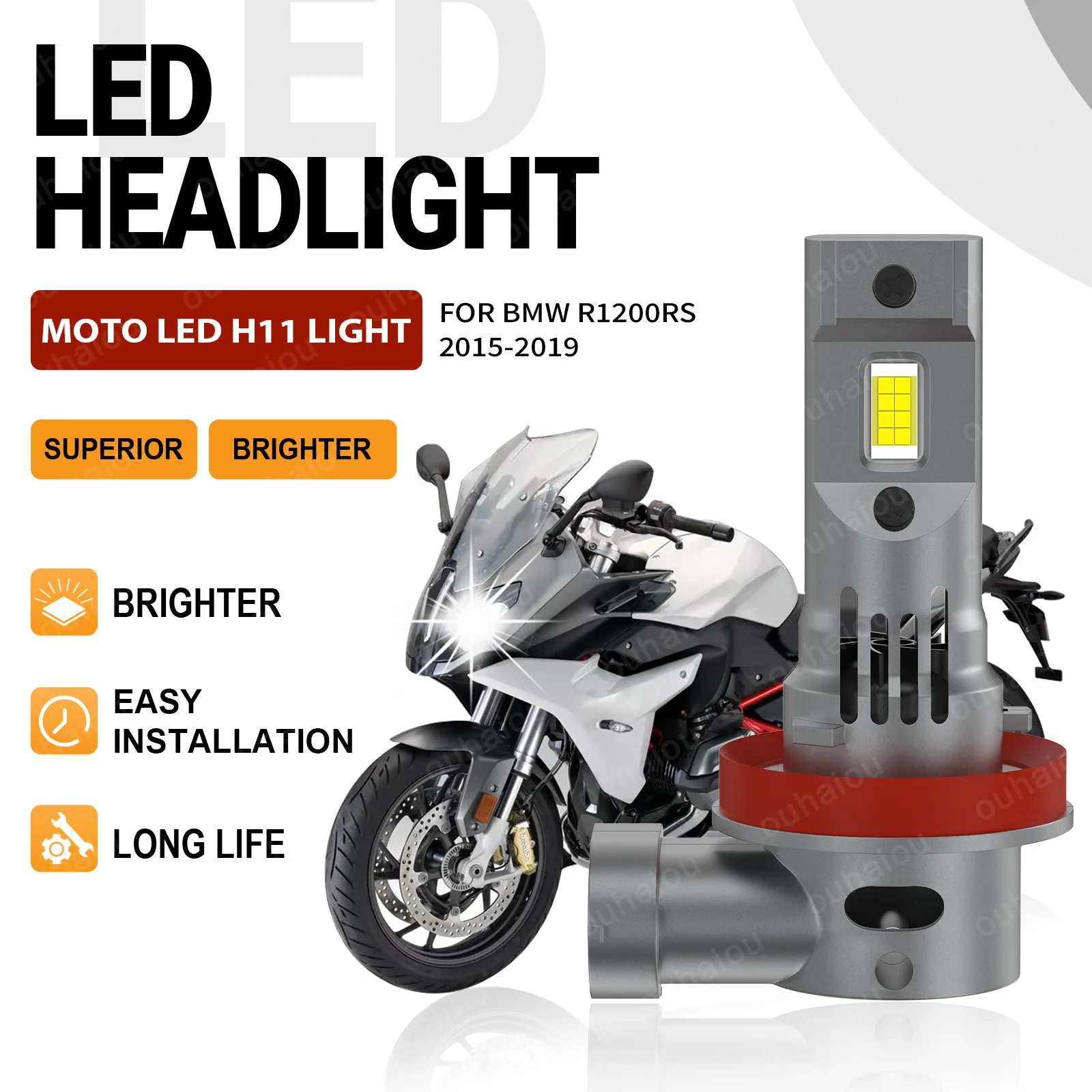 

H7 LED Motorcycle Headlight Bulbs CSP White 6000K Motorbike Headlamp For BMW R1200RS 2015 2016 2017 2018 2019