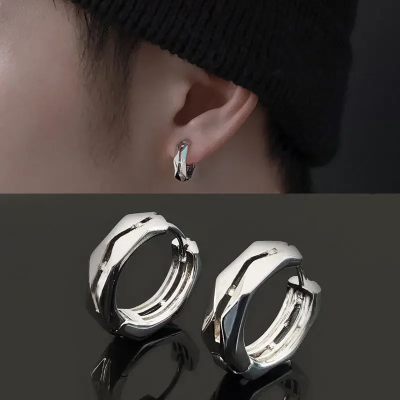 

Trendy Stainless Steel Geometric Earrings High-End Men\'s Hypoallergenic Earrings Hip Hop Rock Rap Cool Jewelry Accessories