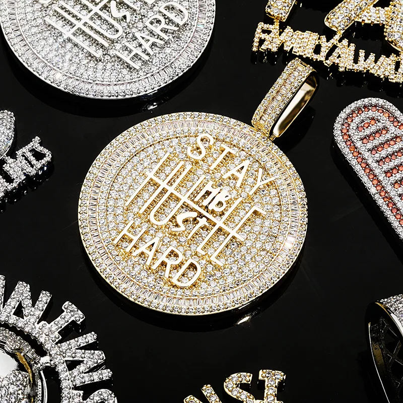 

Hip Hop Micro Paved Cubic Zirconia Bling Iced Out Star Hard Round Pendants Necklace for Men Rapper Jewelry Drop Shipping