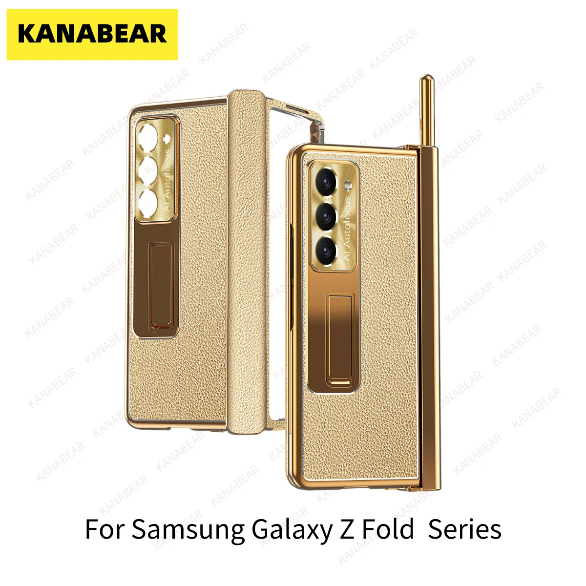 KANABEAR is suitable for Samsung zfold5 phone case magnetic hinge flat leather FOLD4 foldable anti drop protection case pen slot