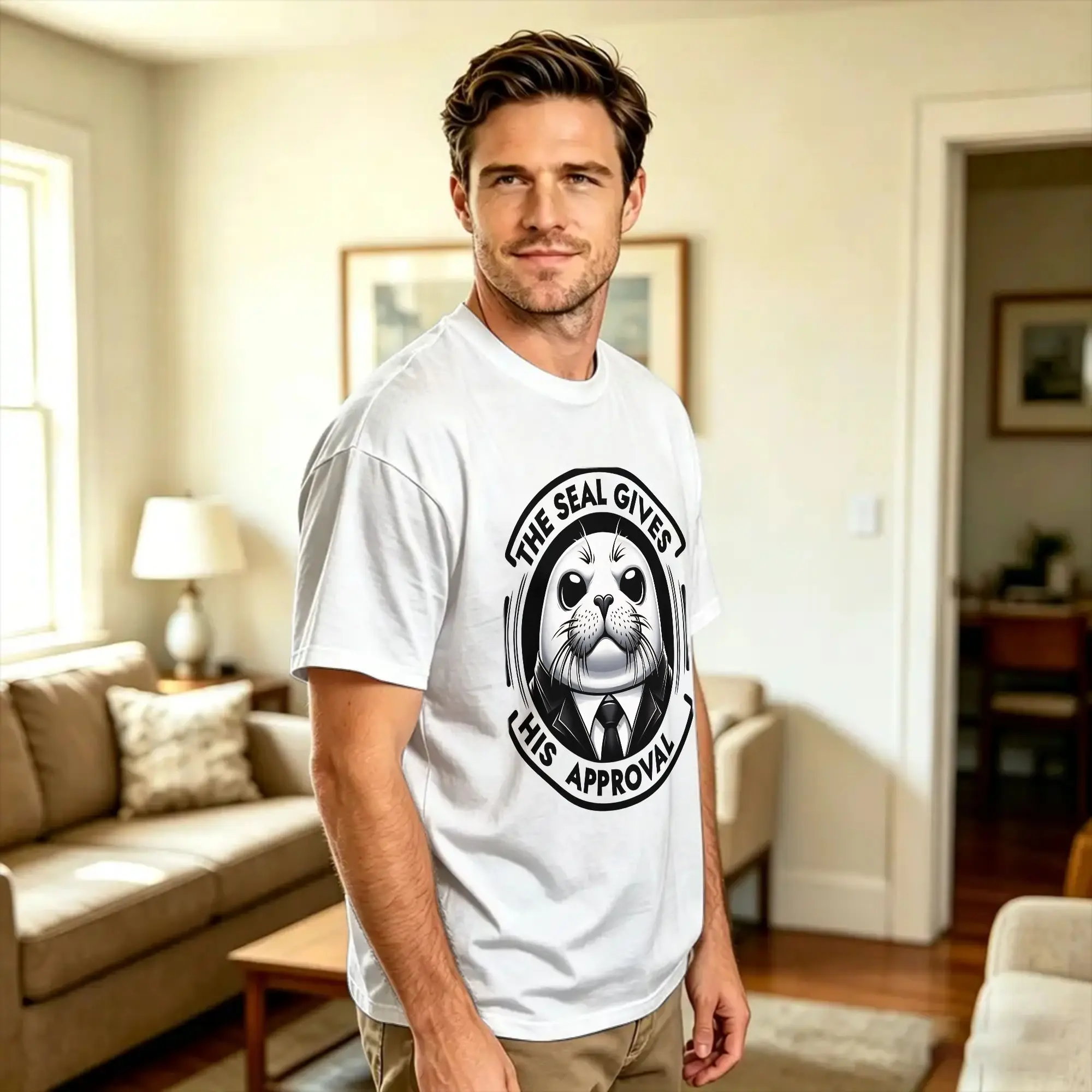 Distinguished Neil the Seal T Shirt Summer  Cotton T-Shirts For Men Casual Tee Shirt Short-Sleeve Aesthetic Clothes