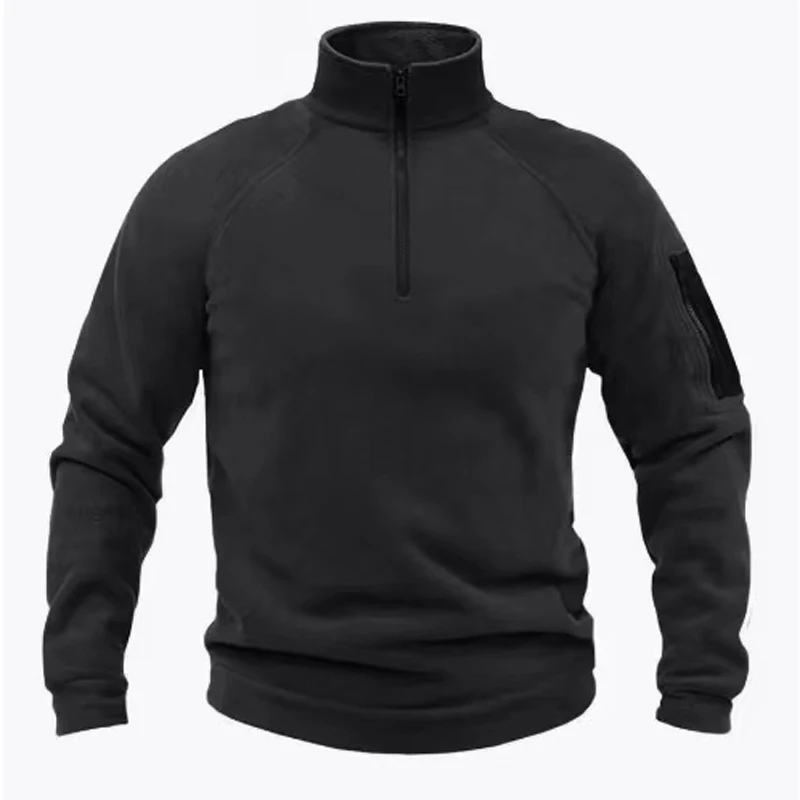 Taktische Outdoor-Fleecejacken für Herren, Cargo-Reißverschlüsse, Pullover, Stehkragen, winddichter Mantel, Thermo-Wandern, Camping, Klettern, Sweatshirt