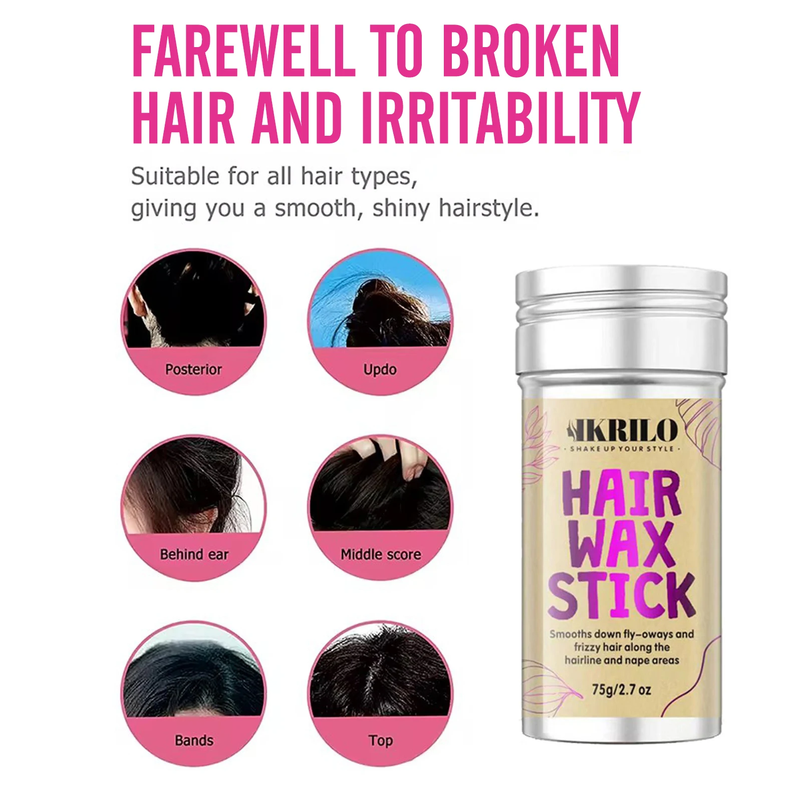 

Styling Moisturizing Hair Wax Stick Long Lasting Nourishes Hair Styling Cream for Prevents Frizz Loose Hair