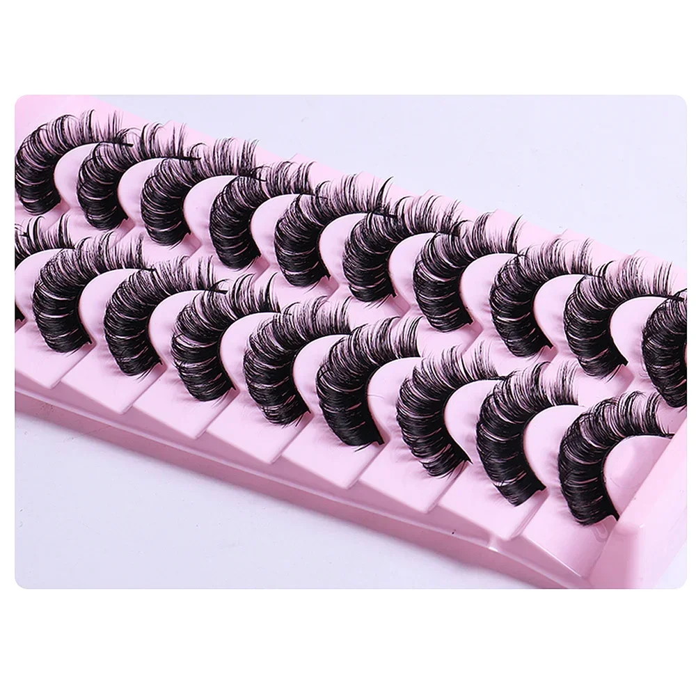 10Pairs Russian Strip Lashes DD Curl False Eyelashes Fluffy Wispy Faux Mink Lashes Pack