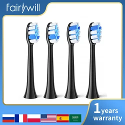 Fairywill P11 Electric Toothbrush Replacement Brush Heads Black White for P11 T9