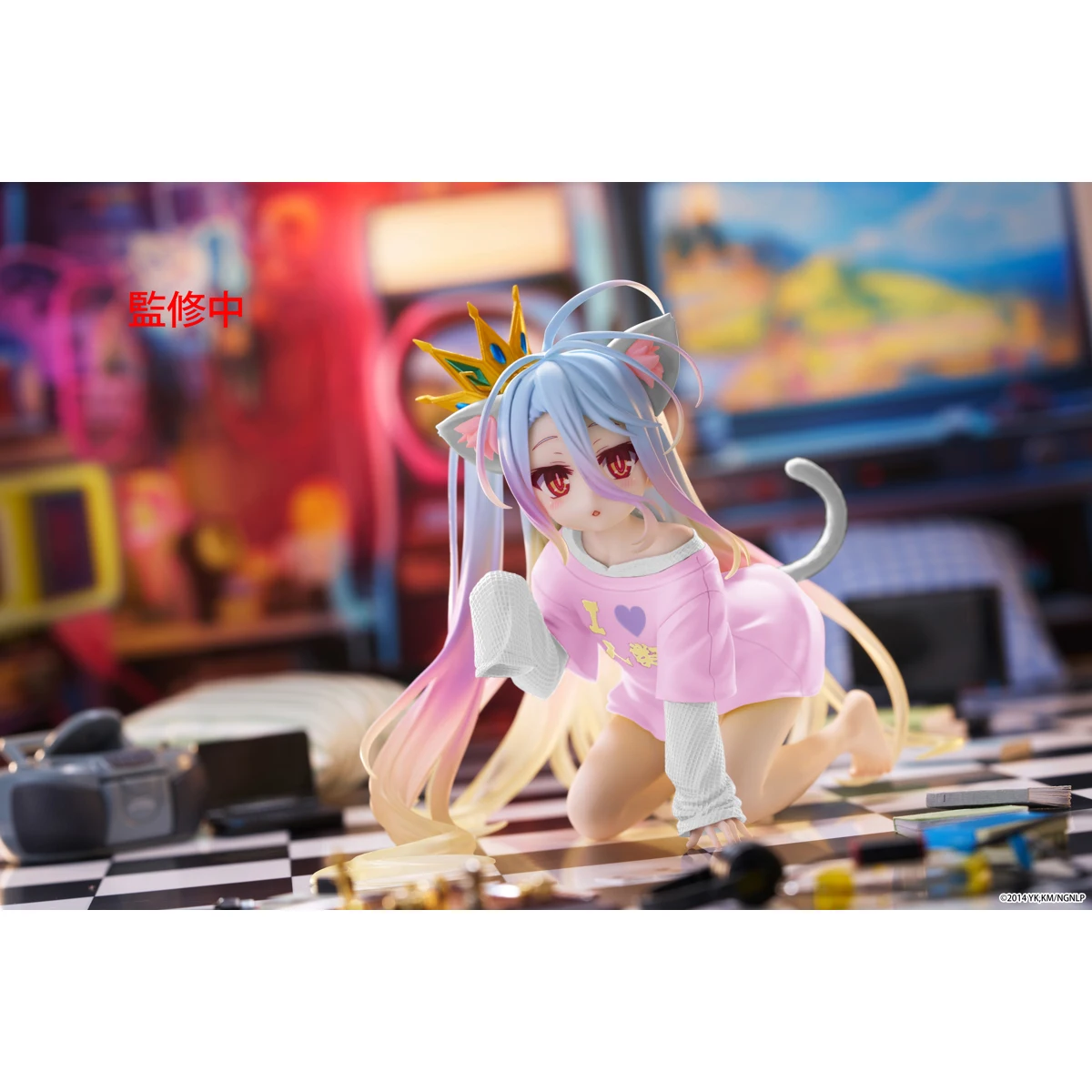 TAITO Desktop Cute No Game No Life Shiro Nekomimi T-shirt ver. Vernieuwing Collectible Anime Figuur Model Toy Bishoujo Ornamenten