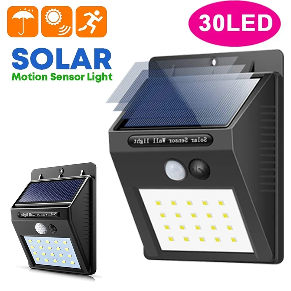 

30 LED Solar Light PIR Motion Sensor Wall Light Outdoor Solar Lamp Waterproof Solar Powered Sunlight Street Lamp Garden Decor